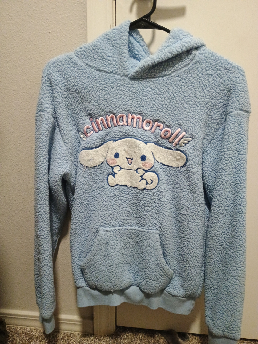 Cinnamoroll Plush Hoodie in Light Blue